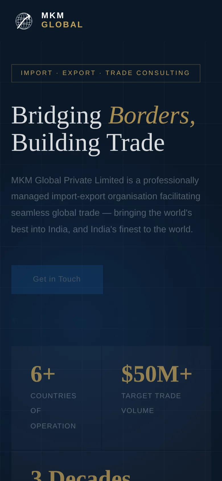 MKM Global mobile homepage hero
